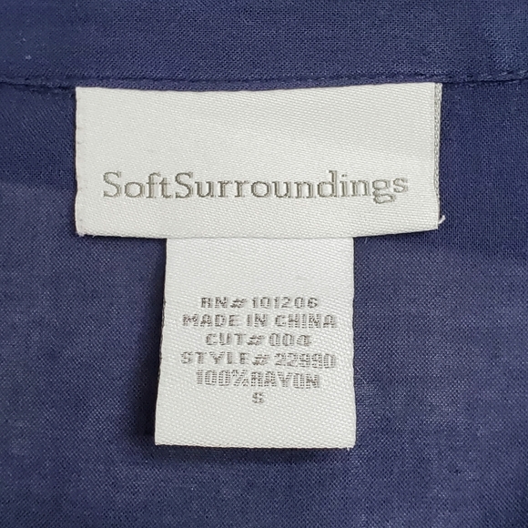 Soft Surroundings | Navy Asymmetrical Wrap Blouse - Picture 11 of 14